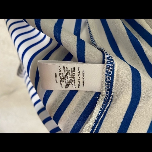 Express royal blue & white striped casual blouse - Picture 8 of 8